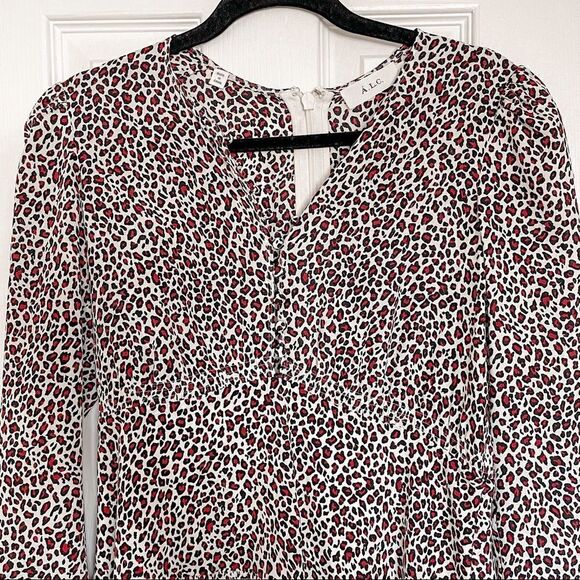 ALC Zandra Leopard Print Silk Midi Dress 6 - Picture 10 of 16